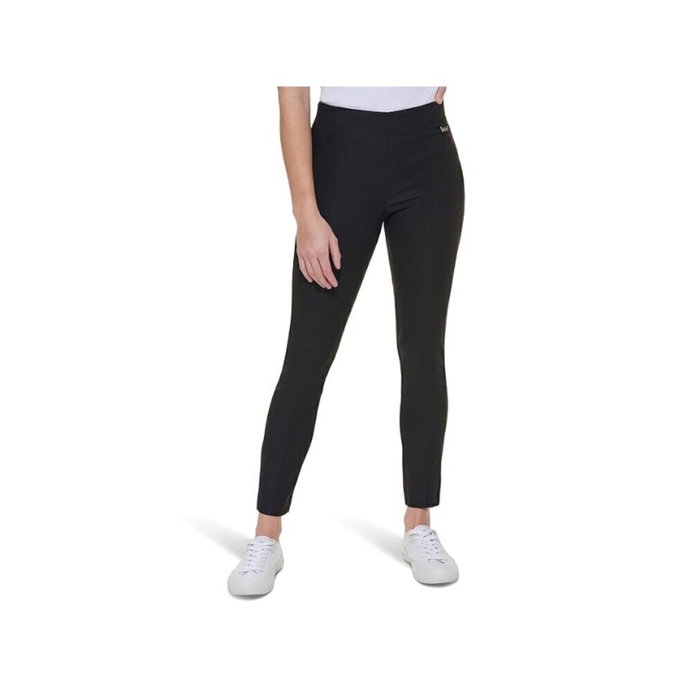 CALVIN KLEIN Seam Front Pull On Black Stretchy Skinny Leg Dress Pant NWT XS